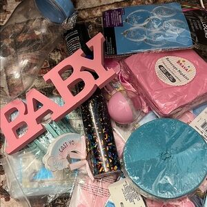 Pink and Blue Baby Shower Party Supplies Set